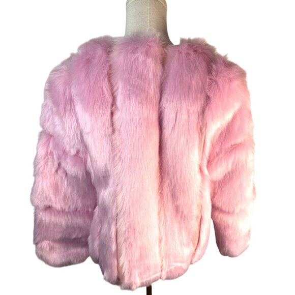 Pink Faux Luxury Fur Jacket Small Lining Soft Plush Warm Winter NEW - Picture 3 of 16